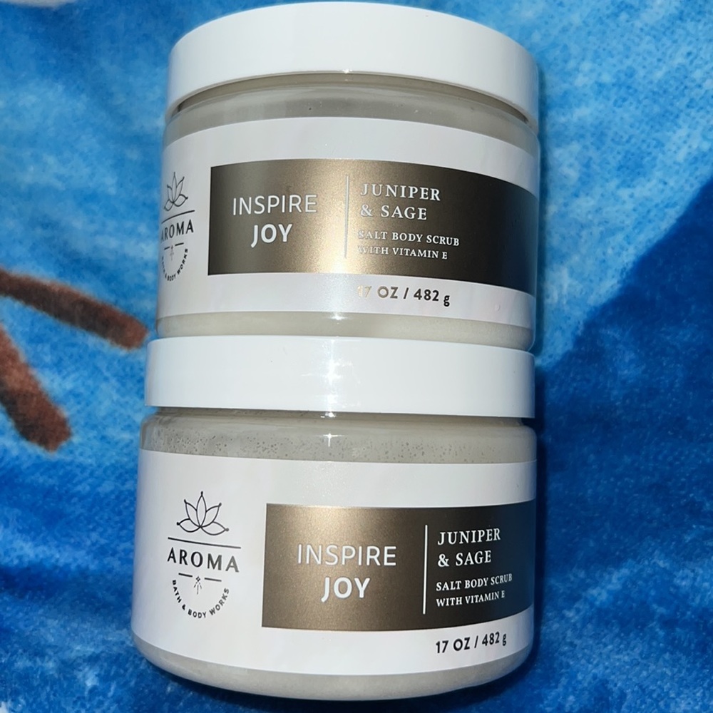 BBW 2pc Juniper & Sage salt body scrub AROMATHERAPY